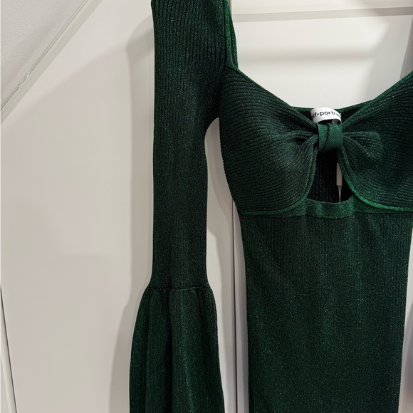 Self-Portrait Green Lurex Knit Party Dress - Picture 7 of 8
